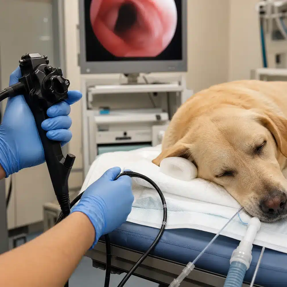Peralatan endoskopi veteriner untuk pemeriksaan anjing